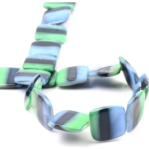 Green Stripe Pattern Square Shape Stone Beads Round Loose Spacer Shell Beads for Jewelry Making DIY Charm Bracelet Necklace