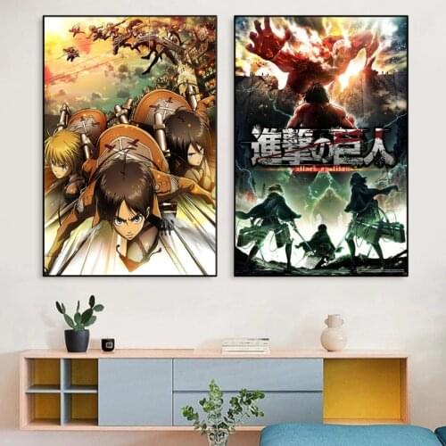 Canvas Painting Wall Art Attacking Giant Japanese Anime Prints and Posters Home Bedroom Living Room Decor (No Frame)