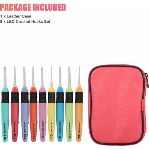 9pcs Led Crochet Hooks 2.5mm-6.5mm Knitting Needles Led Crochet Weave Sewing Tools Craft Weaving Accessories Tools