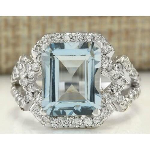 Luxury Women Jewelry Light Blue Zircon Bridal Rings for Wedding Engagement Ring Set Gifts