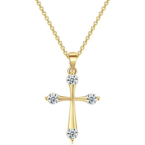 Classic Simple Design Jesus Cross Pendant Necklace Charming Gold Silver Color Clavicle Chain Fashion Christian Believer Jewelry