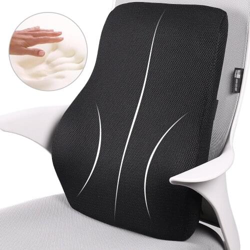 Lumbar Support for Office Chair 3D Mesh Super Soft Memory Foam Chair Back Pillow Seat Cushion Back Pain Black Orthopedic Pillow