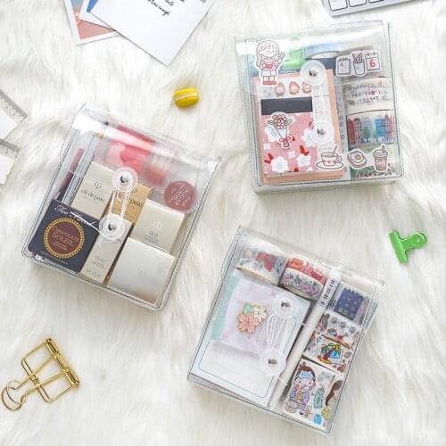 Transparent Storage Bag Cute Waterproof Large Capacity Winding Line File Bag Pencil Case Makeup Bag Stationery School Supplies