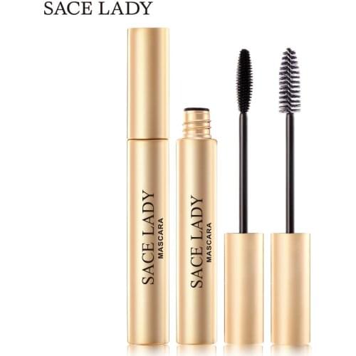 SACE LADY Gold Tube Double Brush Head Natural Curling Long Mascara SL345 Waterproof Makeup Goods Cosmetic Gift for Women