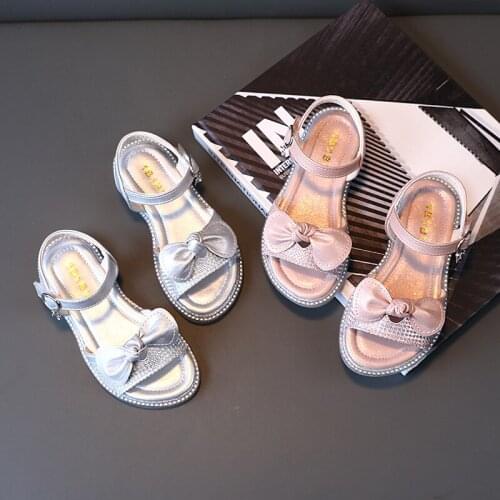 New 2021 Princesses Sports Cute Bow Sandals Big Girls Shoes Child Summer Beach Sandals Kids Shoes 3 4 5 6 7 8 9 10 11 12 Years