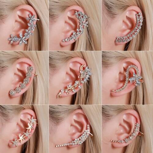 Earrings NO Piercing Crystal Rhinestone Ear Cuff Wrap Stud Clip Bohemian 2020 For Women Girl Trendy Jewelry Geometry Earrings