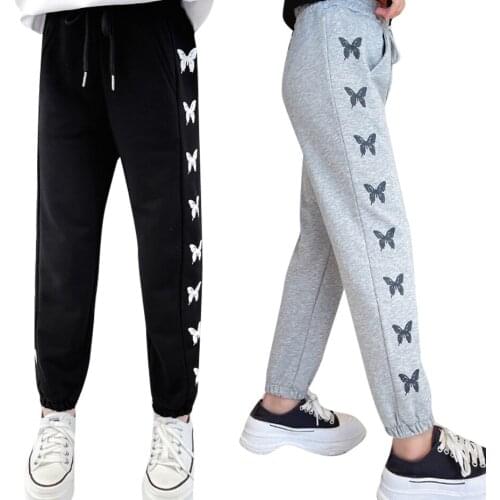 Girls Sport Pants Butterfly Pattern Kids Trousers For Girls Casual Style Childrens Pants Spring Autumn Clothes For Girls