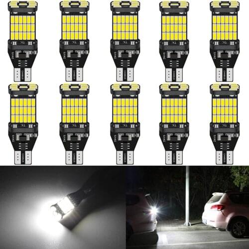 10pcs 1200Lm LED T15 W16W led Canbus Bulbs Reverse Light 920 921 912 No Error 4014SMD Super bright Backup Parking Light Bulb 12V