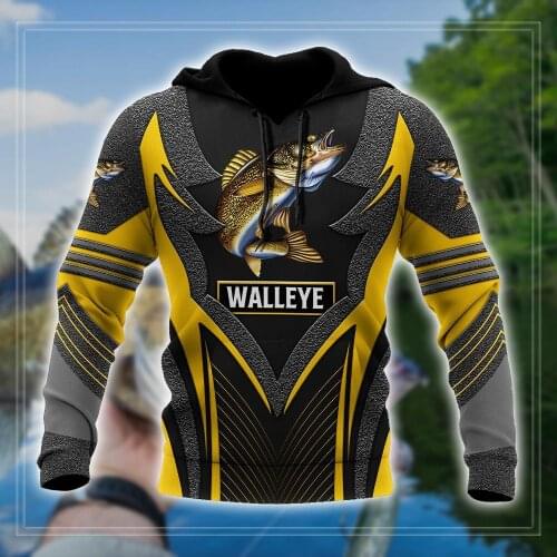Walleye Fishing Yellow Metal 3D Printed Autumn Men Hoodies Unisex Casual Pullover Zip Hoodie Streetwear sudadera hombre DW0561