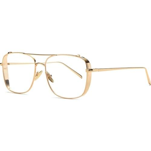 Vintage square Glasses for Women Men Metal Glasses Frame Anti-blue Light Flat Mirror Optical Eyeglasses Personality Fashion