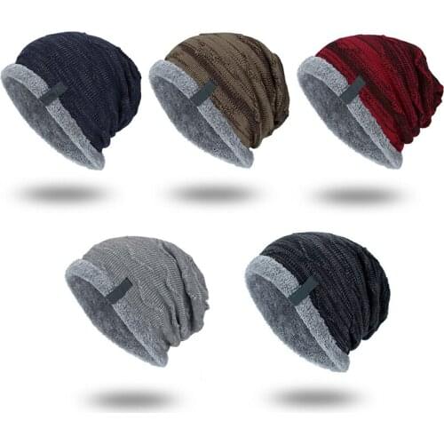 Knitted Faux Wool Cap Winter Plus Velvet Warm Caps Men Outdoor Cap Winter Beanie Hat for Women Men WHShopping