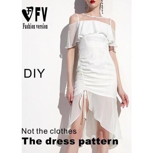 Sewing pattern womens clothing design sense irregular off-shoulder dress clothing effect drawing BLQ-571