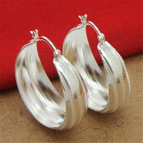 925 Sterling Silver Earrings Fashion Striped Car Flower Earrings 3.5CM For WomenS Wedding Jewelry Gifts