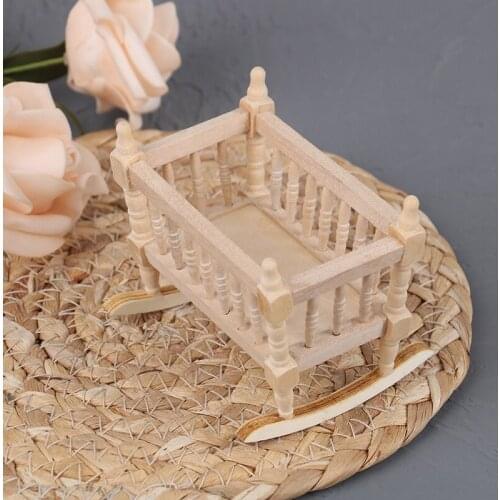 1:12 DollHouse Miniature Dolls Furniture Wooden Cardle Baby Bed Kids Toys Wooden Nursery Cradle Baby Crib