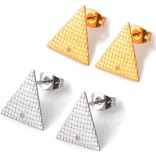 10Pcs Geometric Stud Earring Stainless Steel Triangle Ear Base Punctate Connector DIY For Jewelry Making Accessories Handmade