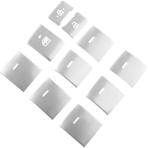 10Pcs/Set Car Silver Aluminum Alloy Window Lift Switch Button Cover Trim Fit For Toyota CHR C-HR 2018 2019 2020 2021