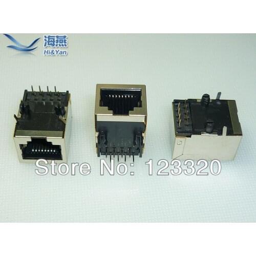 10pcs/lot RJ45 Cystal Connector Socket, 8 Pin, Length:21MM, 90 Degree Curved Needle Welded Type Free Drop Shipping