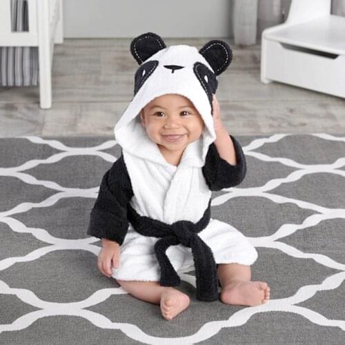 2021 Winter Toddler Baby Bathrobe Childrens Home Wear Clothes For Boys Girls Fleece Cute Cartoon Pattern Sleepwear Clothing