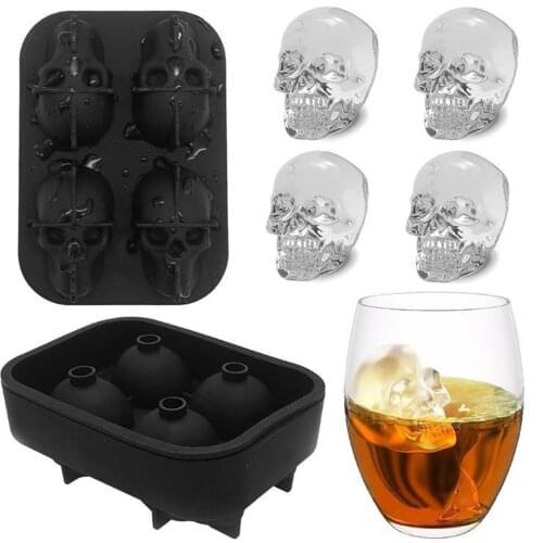 3D Skull Ice Mold Personalized Ice Cube Tray Funny Popsicle Silicone Molds Kostki Lodu Cube Maker for Whiskey Cocktail