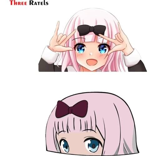 Three Ratels FC79 3D Cute Chika Fujiwara Anime Girl Peeking Waterproof Car Sticker Decal for Window Bumper Motorcycle Room