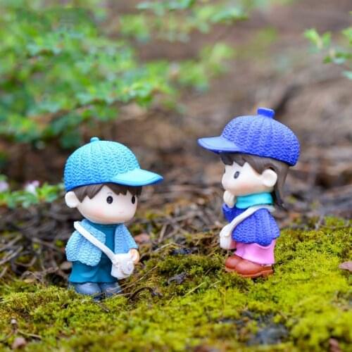 4PCS Lover Girl Boy Doll Miniatura Dollhouse Garden Home Bonsai Decoration Mini Toy Miniature Craft Ornaments Micro Decor DIY