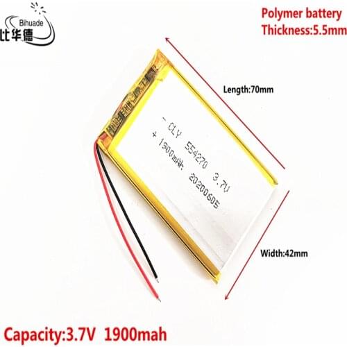 Good Qulity 3.7V,1900mAH 554270 Liter energy battery Polymer lithium ion / Li-ion battery for tablet pc BANK,GPS,mp3,mp4