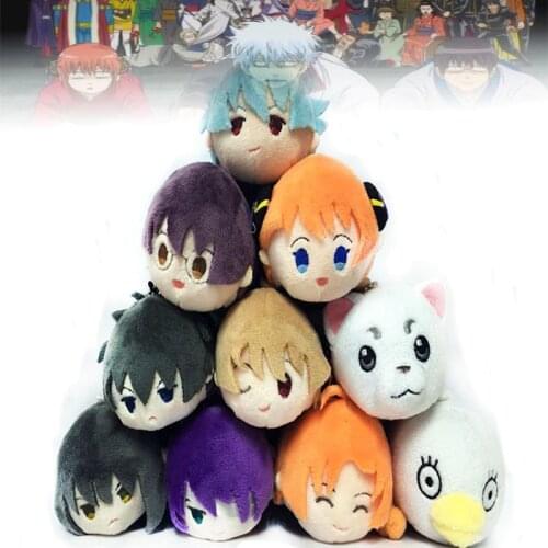Anime Gintama Stuffed Plush Doll 8.5 Cm Mochi Macot Sakata Gintoki Kagura Shinpachi Toushirou Hijikata Cotton Pandent Toys Gifts