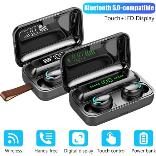 TWS Bluetooth Earphones 2200mAh Charging Box Wireless Headphone Fone 9D Stereo Sports Waterproof Earbuds Headset with Microphone