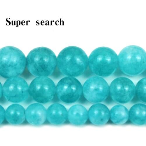 Natural Peru Amazonite Stone Beads 6/8/10mm Round Loose Translucent Chalcedony For Jewelry Making DIY Bracelet Necklace 15