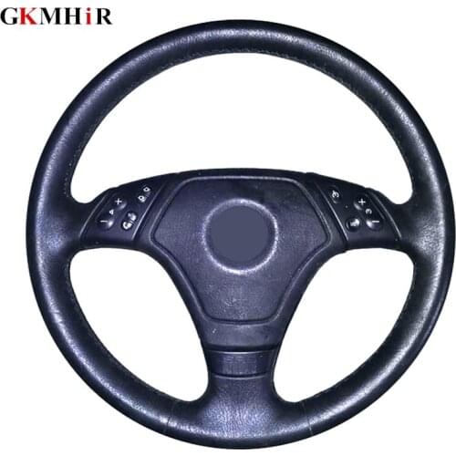 GKMHiR Artificial Leather Black Steering Wheel Cover Hand-Stitched Car Steering Cover for BMW E36 E39 E46 Lnterior Accessories