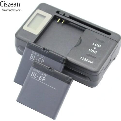 Ciszean 2x 3.7V 830mAh BL-6P Replacement Battery +Universal Charger for Nokia 6500C 6500 Classic 7900 Prism 7900P BL 6P bl6p