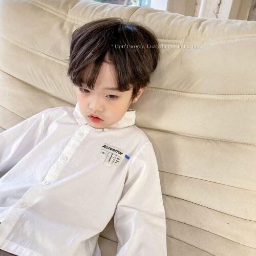 Childrens Boys Shirts 2021 Spring and Autumn New Korean Style Boys Casual Shirt Childrens Long Sleeve Shirt Baby Boys Clothes