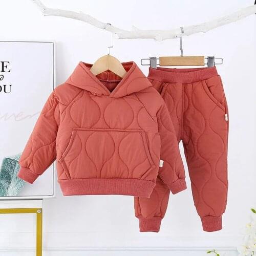 2-9 Years Unisex Children Clothing Sets Winter Hooded Jacket Coat + Cotton Padded Pants Todder Baby Girl Boys Clothes Outfits