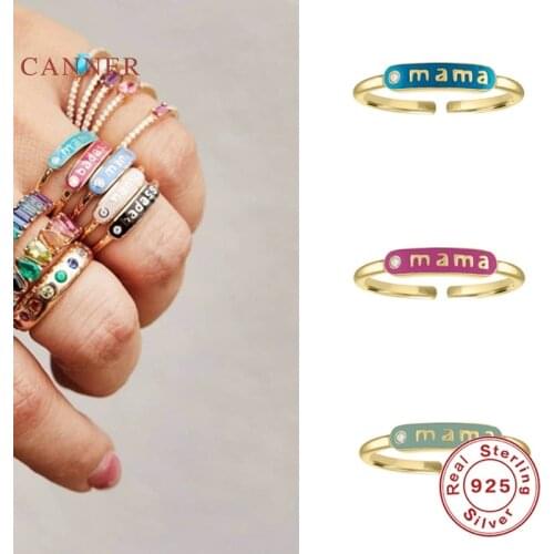 CANNER Mama Diamond-Studded Hand Drip Oil Ring 925 Sterling Silver Jewelry Adjustable Ring For Women Bijoux 2021 Trend Mama Gift