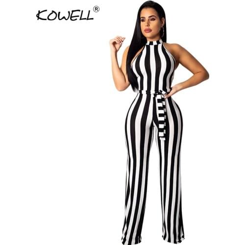 New Style Striped Bow Sash Women Jumpsuit Romper Halter Sleeveless Knitted Sexy Jumpsuit Winter Fitness Skinny Playsuit Overalls
