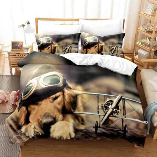 Dropshipping SINGLE only 1 Pillowcase Queen Size Bedding For Boys Duvet Cover Set Bedding Dog N020 Animal Cartoon Swimming water