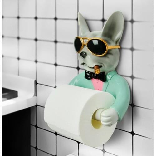 CREATIVE PUNCH FREE TOILET PAPER HOLDER DOG ANIMAL TOILET ROLL PAPER RACK WALL MOUNTED TOILET PAPER ROLL TOILET PAPER TRAY R2806