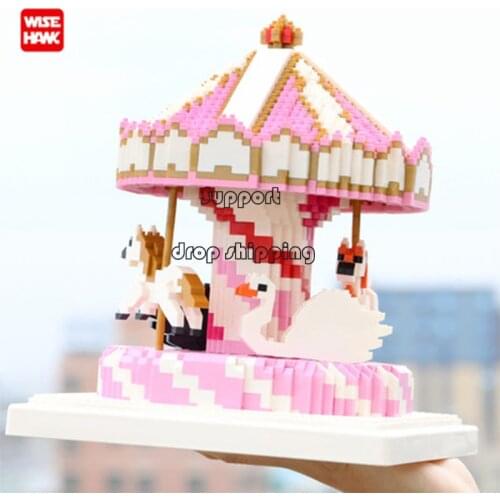Micro Blocks Merry Go Round Model Building Mini Size Bricks Figures Toys For Children Funny Playground Kid Toy Adults