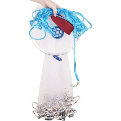 Saltwater Fishing Cast Net Heavy Duty Real Zinc Sinker Weights for Bait Trap Fish Hand Throw Net Radius Freshwater Net 0.39 Mesh