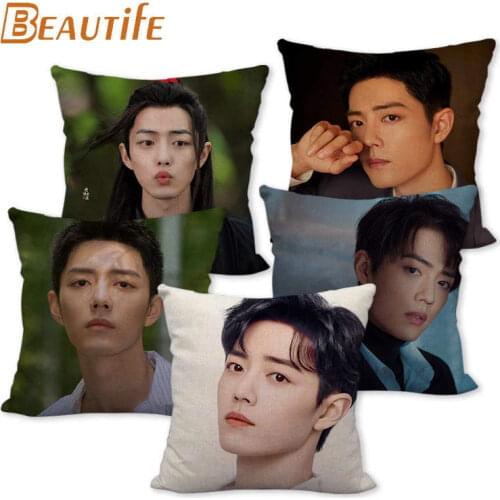 New Arrival Xiao Zhan Pillowcase Bedroom Home Decorative Cover 45x45cm Square Zipper Pillow Cases Cotton Linen Fabric No Fade