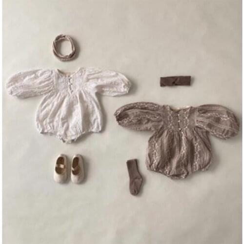 Newborn Baby Clothing Girl Rompers Spring Autumn Embroidery Lace Floral Princess Rompers Clothing
