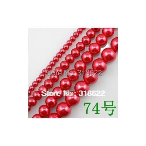 Wholesale! 4mm/6mm/8mm/10mm/12mm/14mm/16mm Red 74 Imitation Loose Pearls Glass Beads for Jewelry Making Free shipping