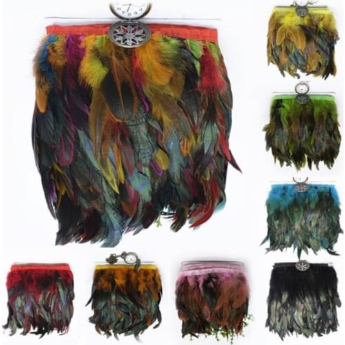 Wholsale Natural Rooster Feathers Trim Fringe Craft Plumas 10-17cm Black Feathers Ribbon DIY Sewing Clothing Accessory Free Ship