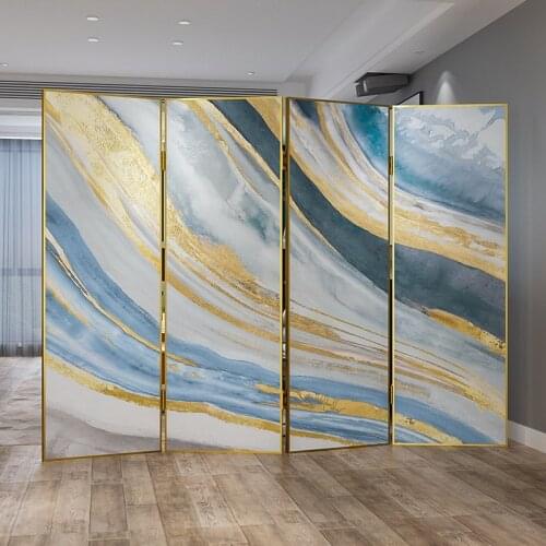 Light luxury abstract art folding screen folding mobile Nordic bedroom screen partition living room entrance hotel shelter