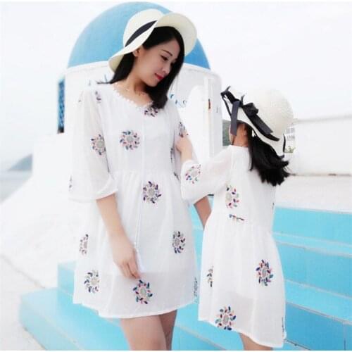 Family matching mother daughter mommy and me clothes family look girls korean clothing women summer beach dress outfits 19