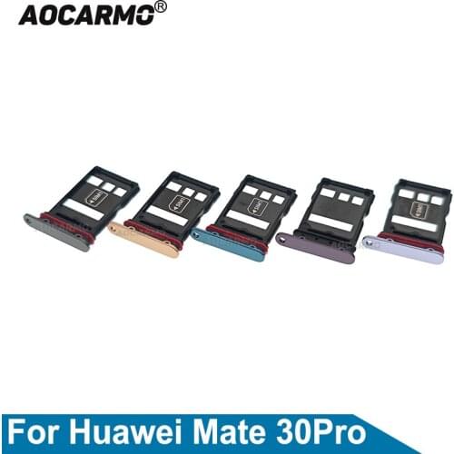 Aocarmo SD MicroSD Holder Nano Sim Card Tray Slot For Huawei Mate 30 Pro Replacement Parts