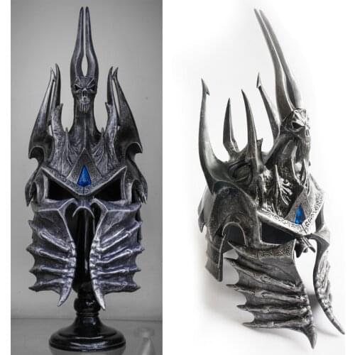 Super Cool World War Craft WOW Lich King Death Knights Helmet Frostmourne 1:1 Scale for Cosplay Prop Collectible Resin Model