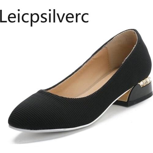 Pumps Spring and autumn The New fashion Pointed Shallow mouth Comfortable Thick heel Low-heeled Womens shoes plus size 34-43
