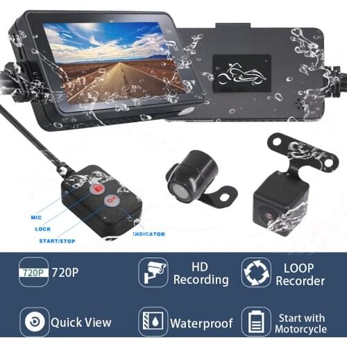 Motorcycle Front Rear View Camera Video Recorder DVR Dash Cam 32G 1080P Waterproof Dual Len Night Vision Electronic Moto DashCam