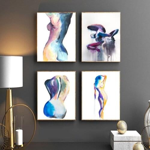 Nude Woman Abstract Painting Nudeart Woman Erotica Wall Art Canvas Print Erotic Poster Pictures Bedroom Wall Decor